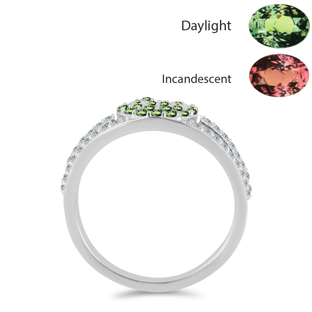 Silberring mit natürlichem Alexandrit und weißem Topas