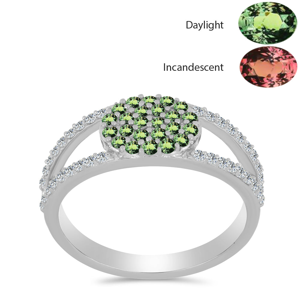 Silberring mit natürlichem Alexandrit und weißem Topas 3 