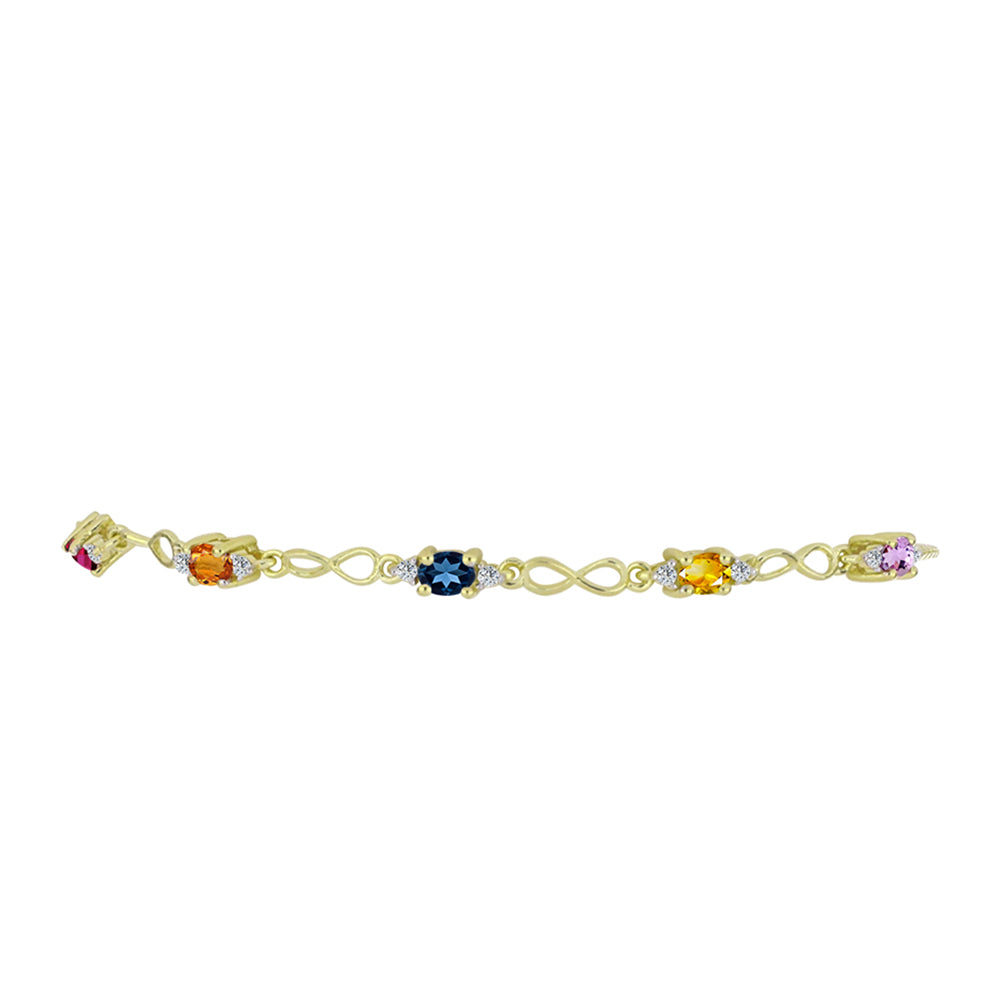 Goldplattiertes Silberarmband mit Regenbogensaphir und weißem Topas