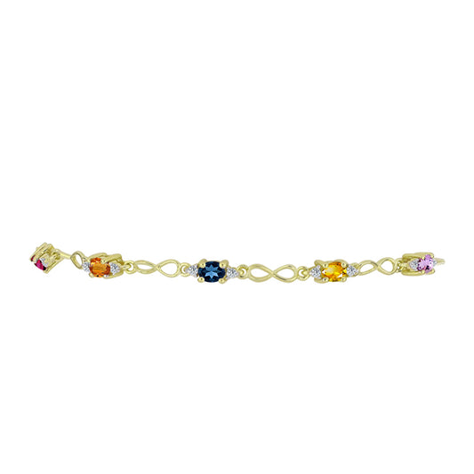 Goldplattiertes Silberarmband mit Regenbogensaphir und weißem Topas