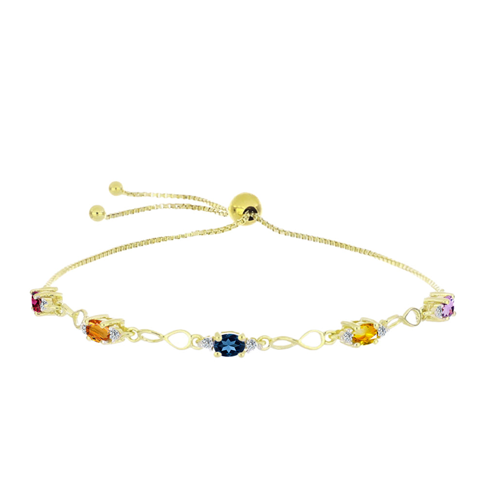 Goldplattiertes Silberarmband mit Regenbogensaphir und weißem Topas 1 