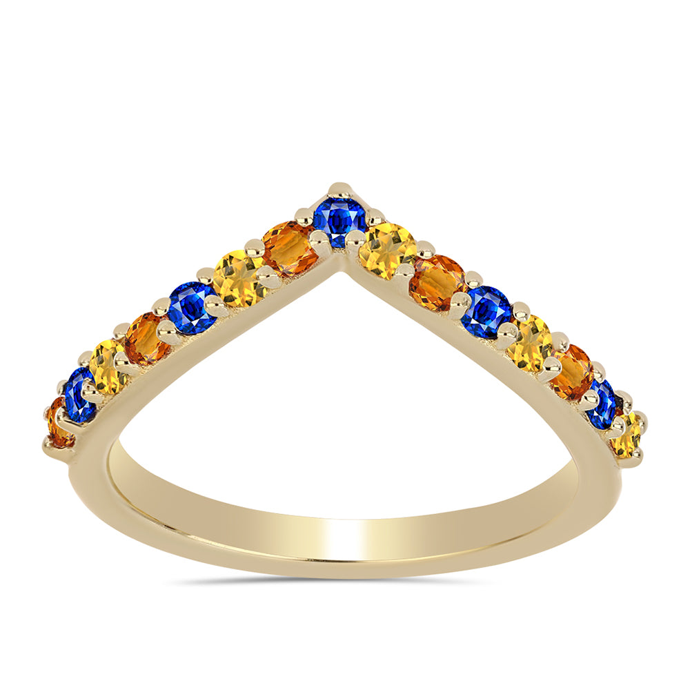 Goldplattierter Silberring mit Regenbogensaphir 1 