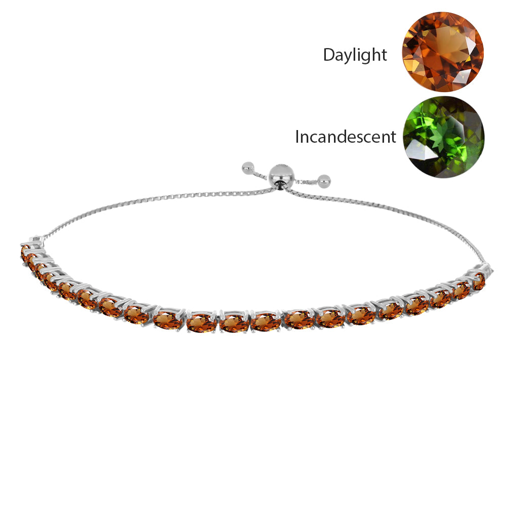 Silberarmband mit zertifiziertem laborgezüchteten Zultanit aus Anatolien und weißem Topas 1 