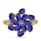 Goldplattierter Silberring mit Lapislazuli und weißem Topas