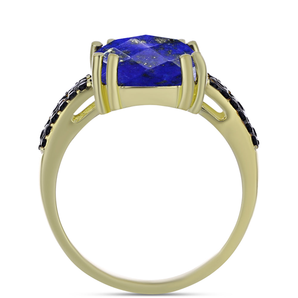 Goldplattierter Silberring mit Lapislazuli und schwarzem Spinell 2 
