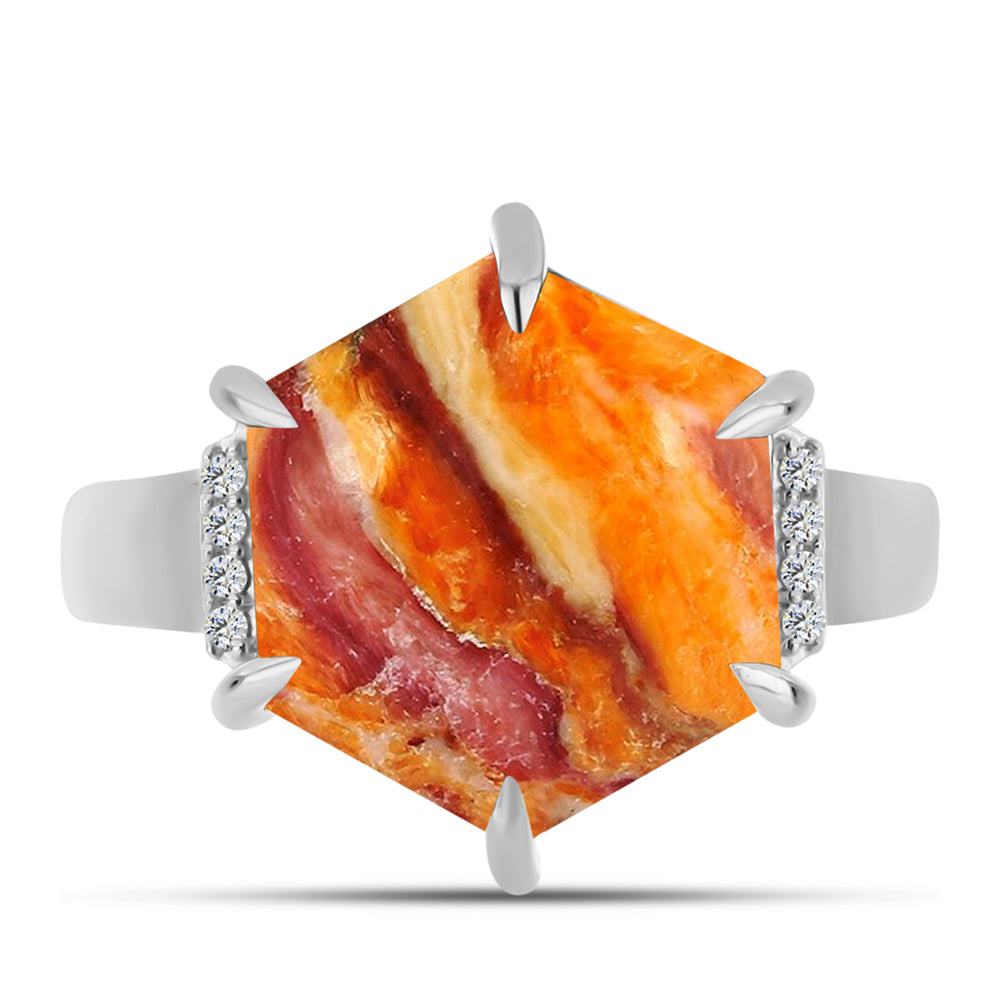 Silberring mit Löwenpfoten-Jaspis und weißem Topas 1 