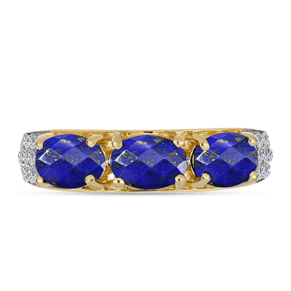 Goldplattierter Silberring mit Lapislazuli und weißem Topas 2 