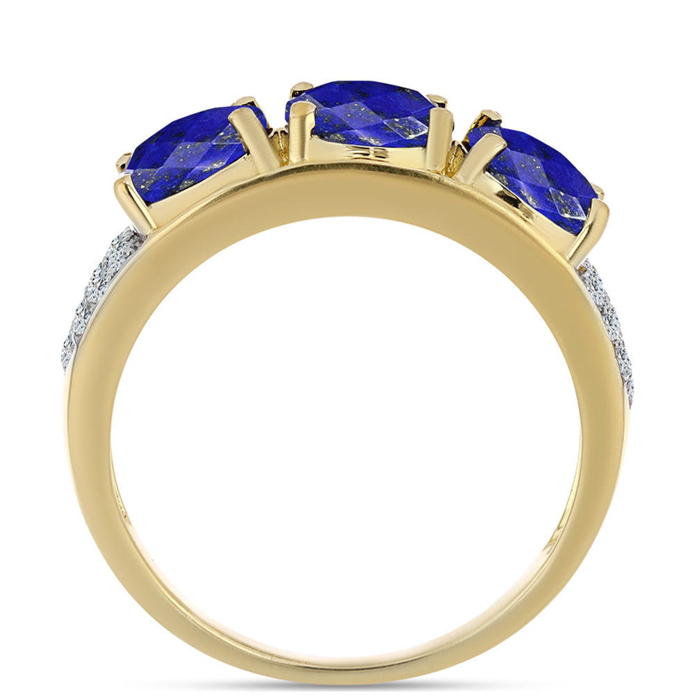 Goldplattierter Silberring mit Lapislazuli und weißem Topas