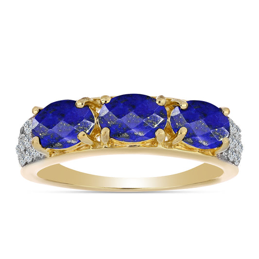 Goldplattierter Silberring mit Lapislazuli und weißem Topas