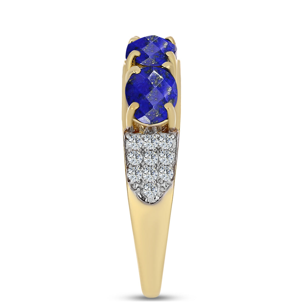 Goldplattierter Silberring mit Lapislazuli und weißem Topas