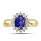 Goldplattierter Silberring mit Lapislazuli und weißem Topas