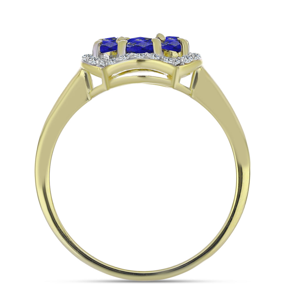 Goldplattierter Silberring mit Lapislazuli und weißem Topas 2 