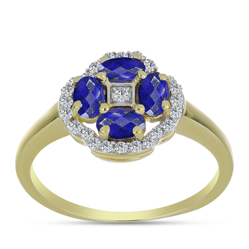 Goldplattierter Silberring mit Lapislazuli und weißem Topas