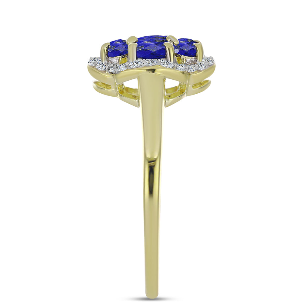 Goldplattierter Silberring mit Lapislazuli und weißem Topas 4 