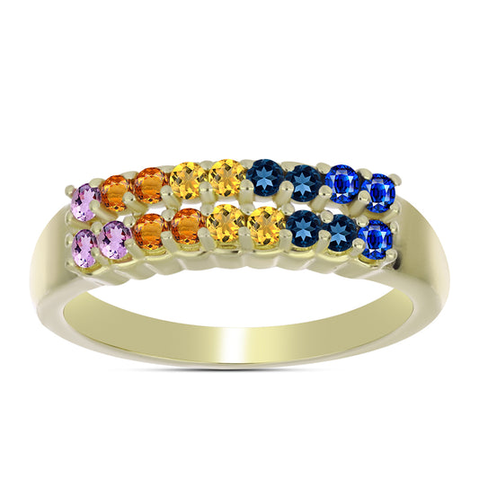 Goldplattierter Silberring mit Regenbogensaphir