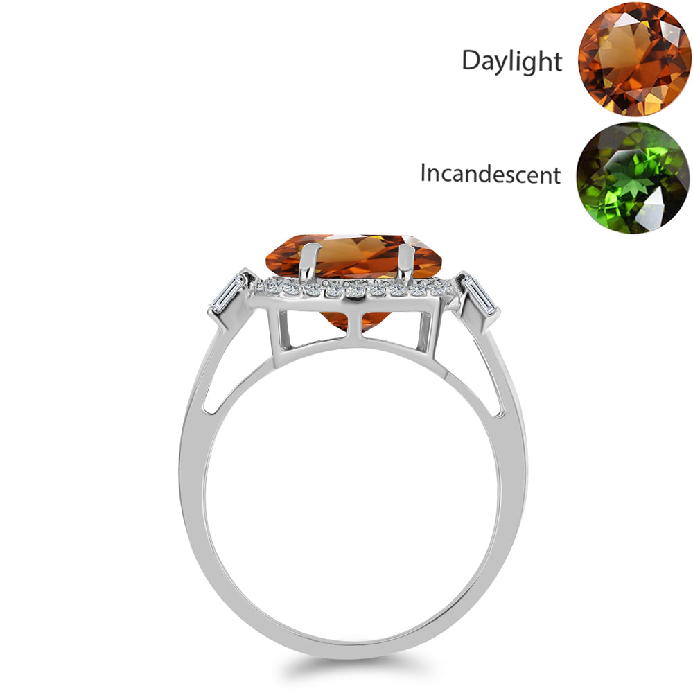 Silberring mit zertifiziertem laborgezüchteten Zultanit aus Anatolien und weißem Zirkon 2 