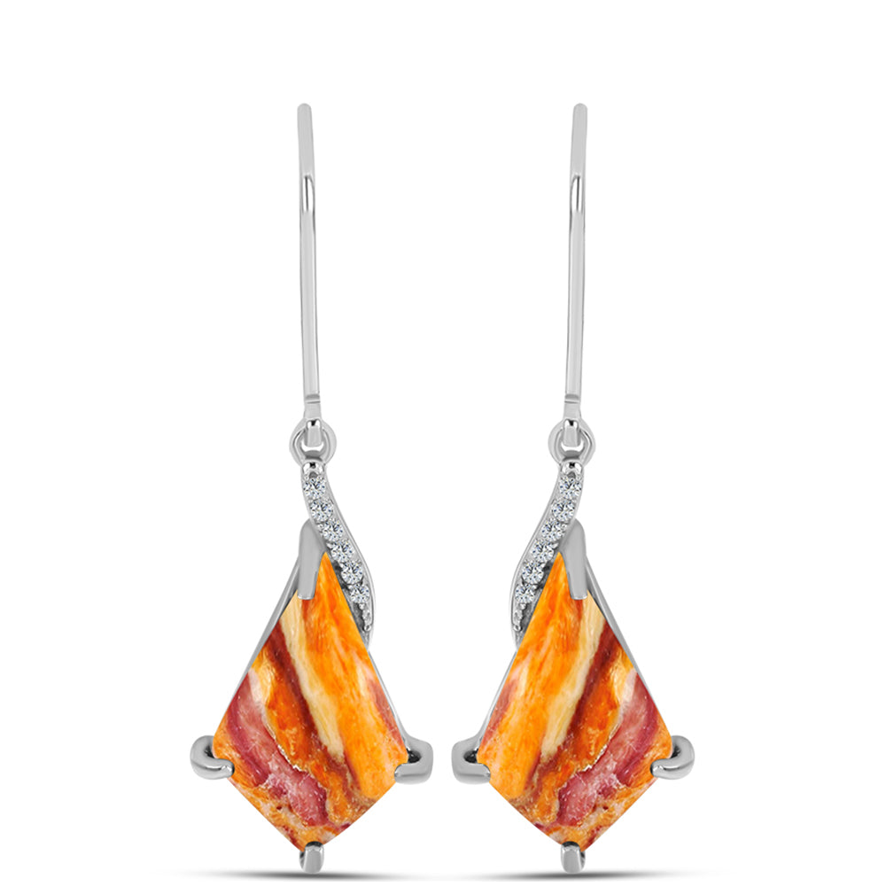 Silberohrringe mit Löwenpfoten-Jaspis und weißem Topas 1 