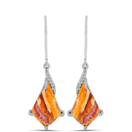 Silberohrringe mit Löwenpfoten-Jaspis und weißem Topas