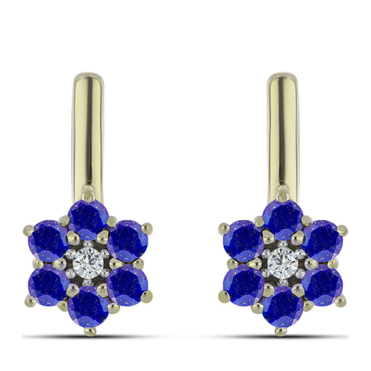 Goldplattierte Silberohrringe mit Lapislazuli und weißem Topas