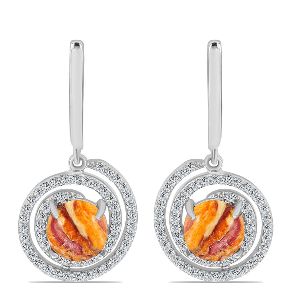 Silberohrringe mit Löwenpfoten-Jaspis und weißem Topas 1 