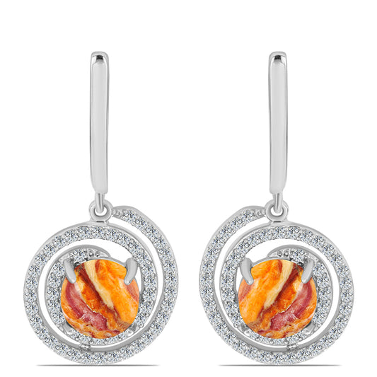 Silberohrringe mit Löwenpfoten-Jaspis und weißem Topas