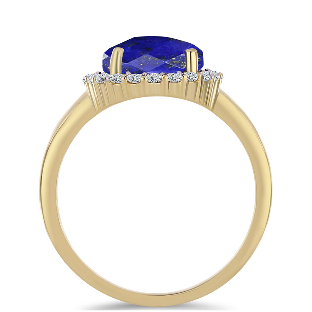 Goldplattierter Silberring mit Lapislazuli und weißem Topas 2 