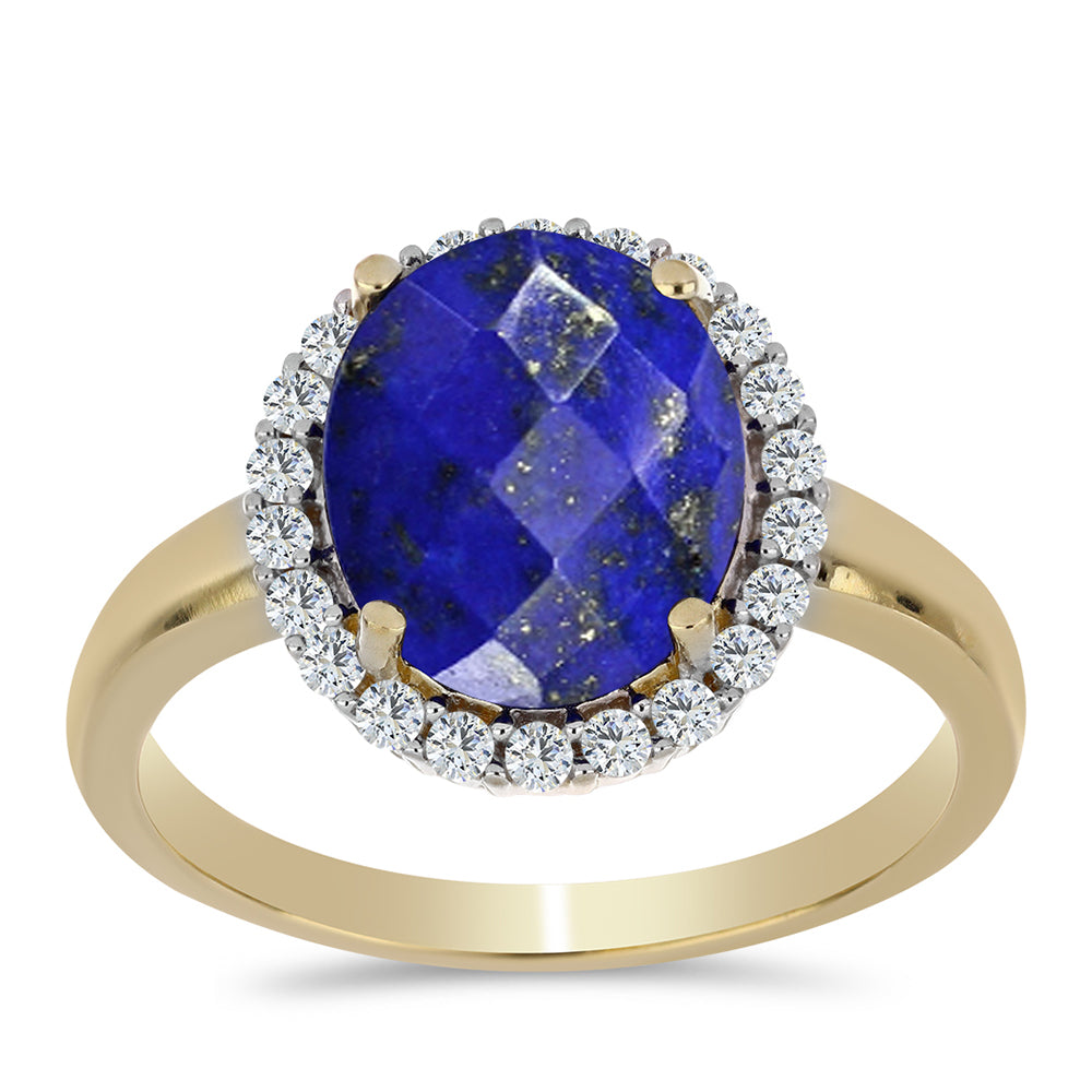 Goldplattierter Silberring mit Lapislazuli und weißem Topas 3 