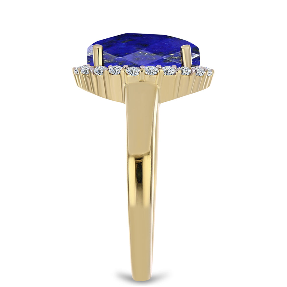 Goldplattierter Silberring mit Lapislazuli und weißem Topas