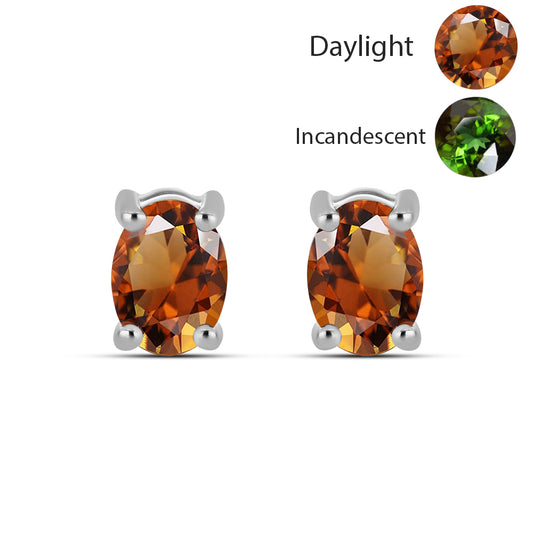 Silberohrringe mit zertifiziertem laborgezüchteten Zultanit aus Anatolien