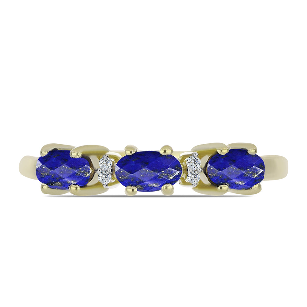Goldplattierter Silberring mit Lapislazuli und weißem Topas