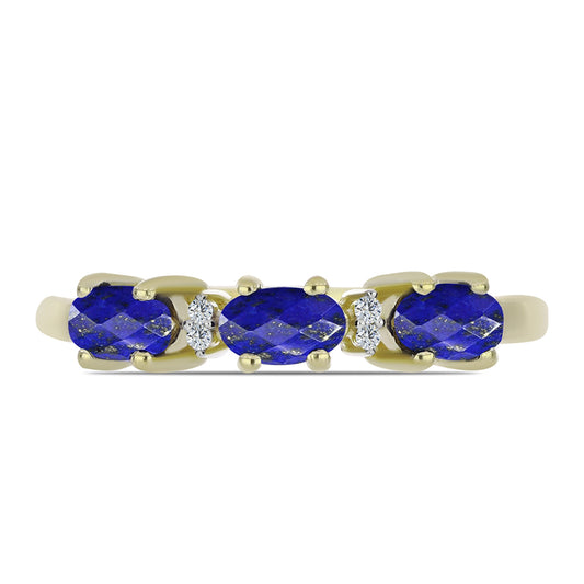Goldplattierter Silberring mit Lapislazuli und weißem Topas