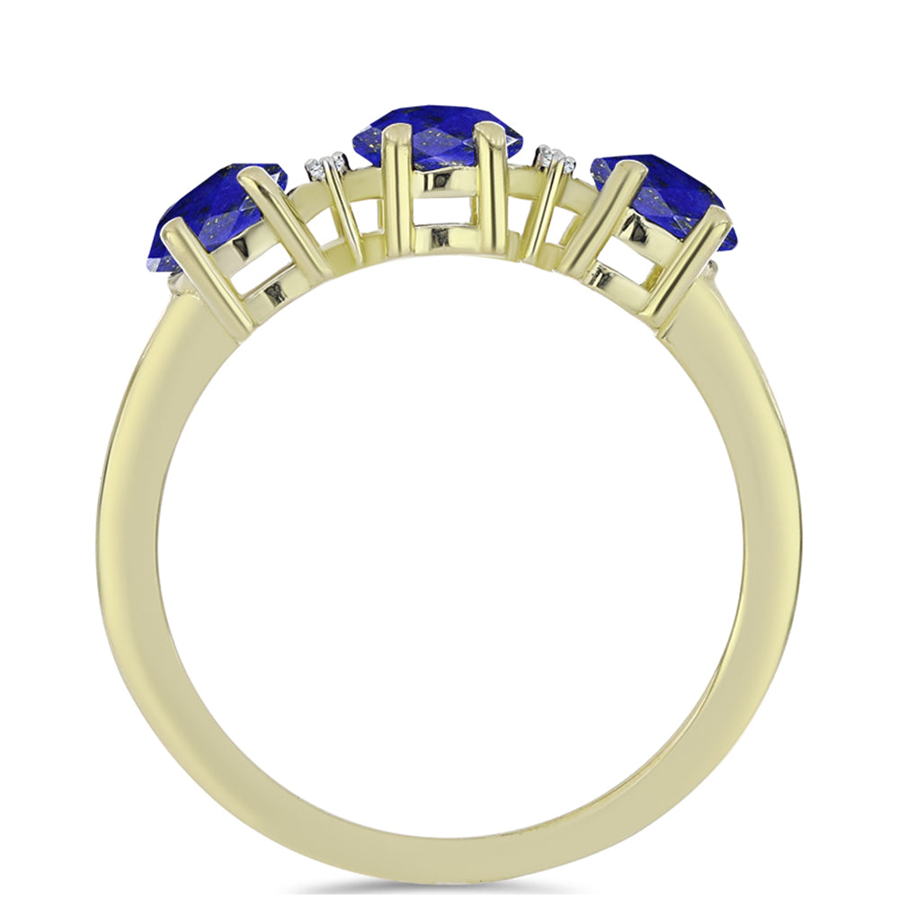 Goldplattierter Silberring mit Lapislazuli und weißem Topas 3 