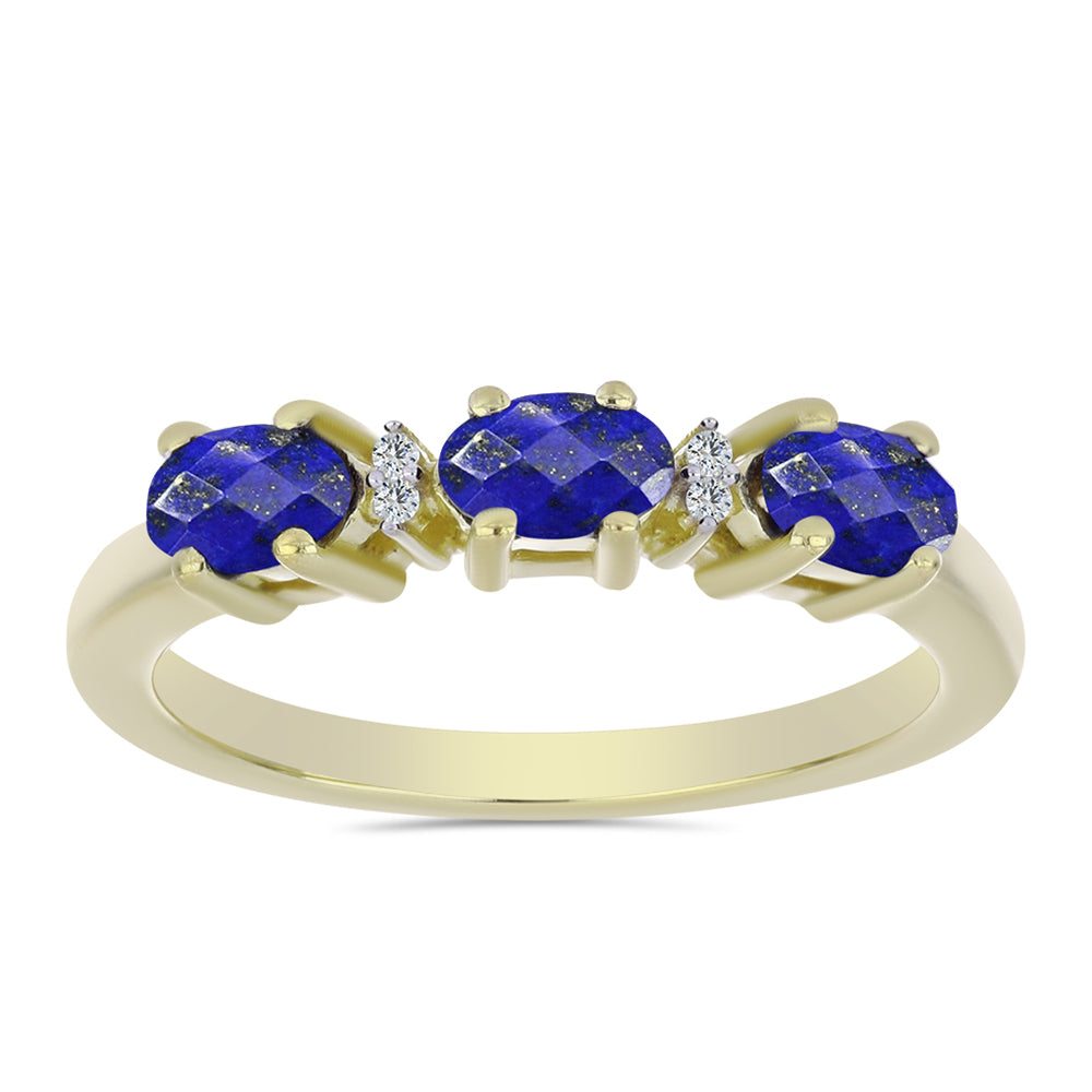 Goldplattierter Silberring mit Lapislazuli und weißem Topas