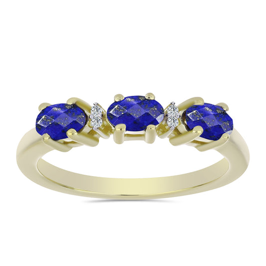 Goldplattierter Silberring mit Lapislazuli und weißem Topas