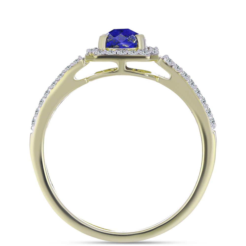 Goldplattierter Silberring mit Lapislazuli und weißem Topas