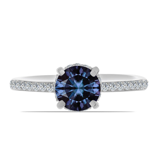 Silberring mit "Imperial lilafarbenem" Moissanit und weißem Topas