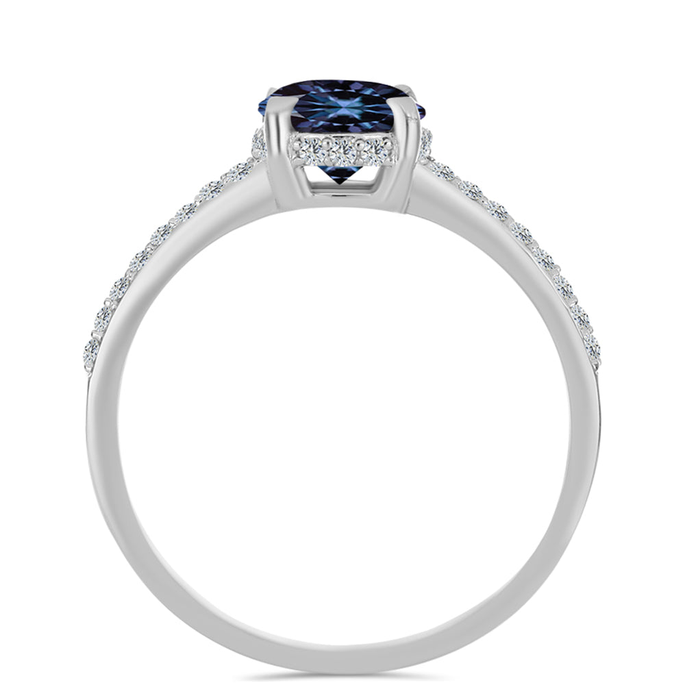 Silberring mit "Imperial lilafarbenem" Moissanit und weißem Topas