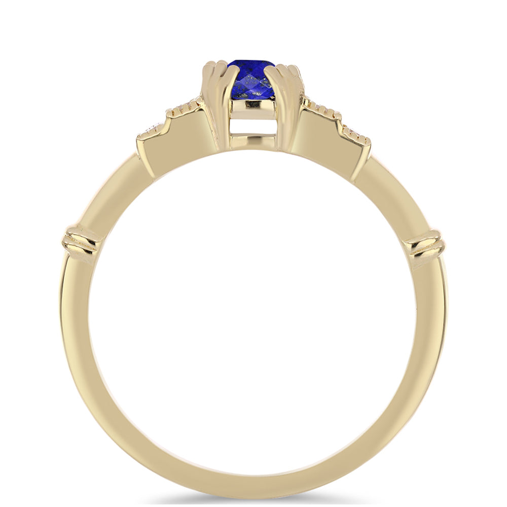 Goldplattierter Silberring mit Lapislazuli und weißem Zirkon 3 