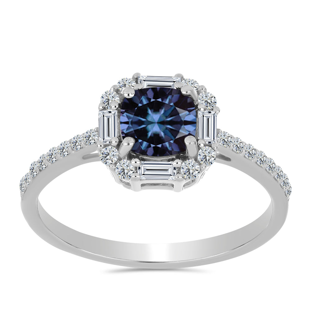 Silberring mit "Imperial lilafarbenem" Moissanit und weißem Zirkon 3 