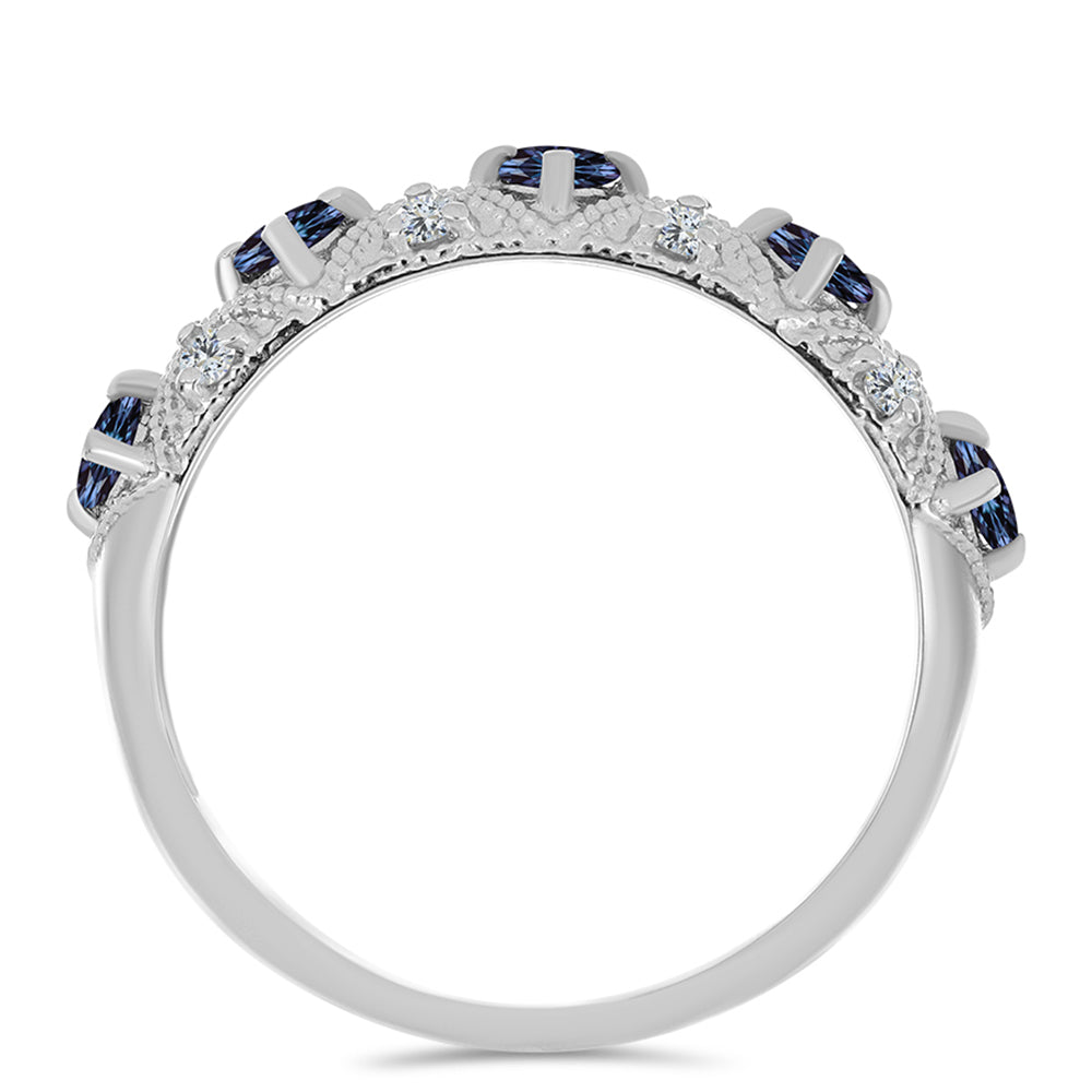 Silberring mit "Imperial lilafarbenem" Moissanit und weißem Topas 2 