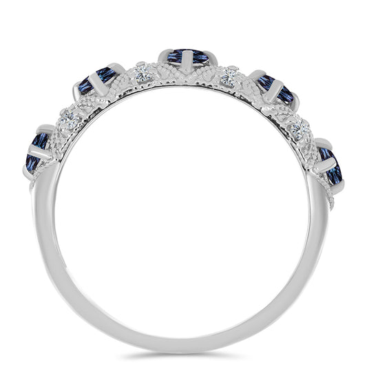 Silberring mit "Imperial lilafarbenem" Moissanit und weißem Topas