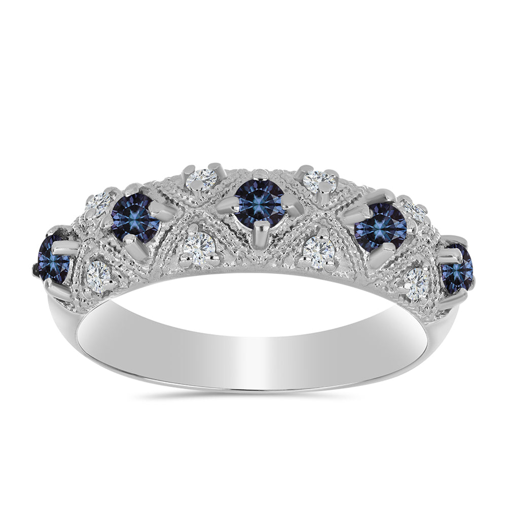 Silberring mit "Imperial lilafarbenem" Moissanit und weißem Topas 3 