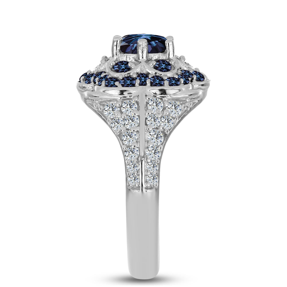 Silberring mit "Imperial lilafarbenem" Moissanit und weißem Topas 3 