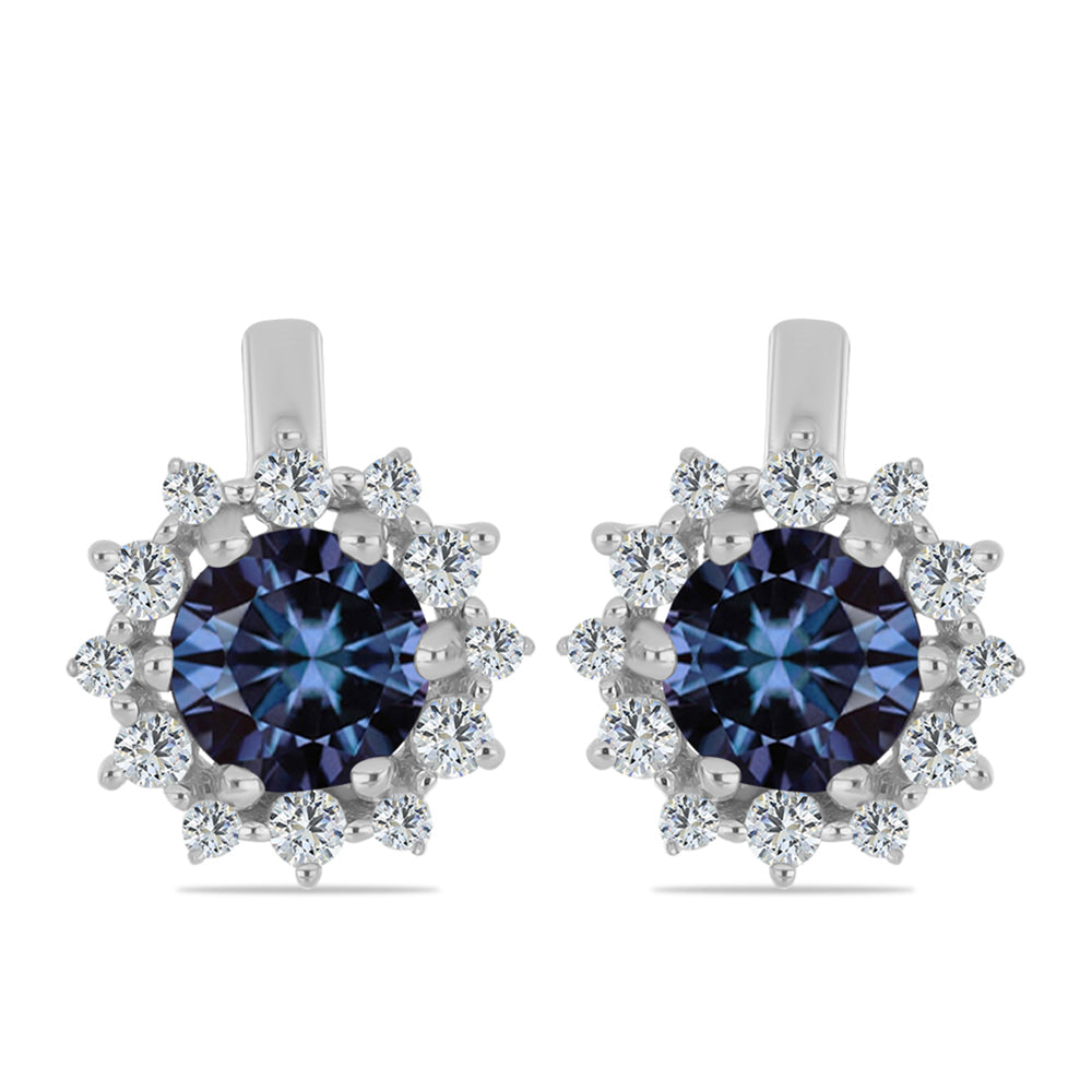 Silberohrringe mit "Imperial lilafarbenem" Moissanit und weißem Topas 1 