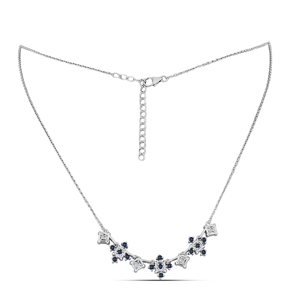 Silberhalskette mit "Imperial lilafarbenem" Moissanit und weißem Topas 1 