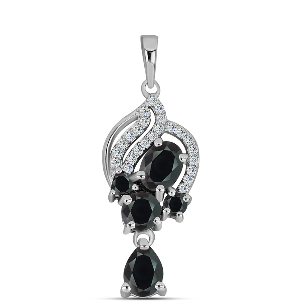 Silberanhänger mit Obsidian und weißem Topas 1 