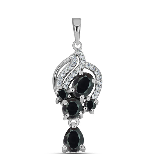 Silberanhänger mit Obsidian und weißem Topas