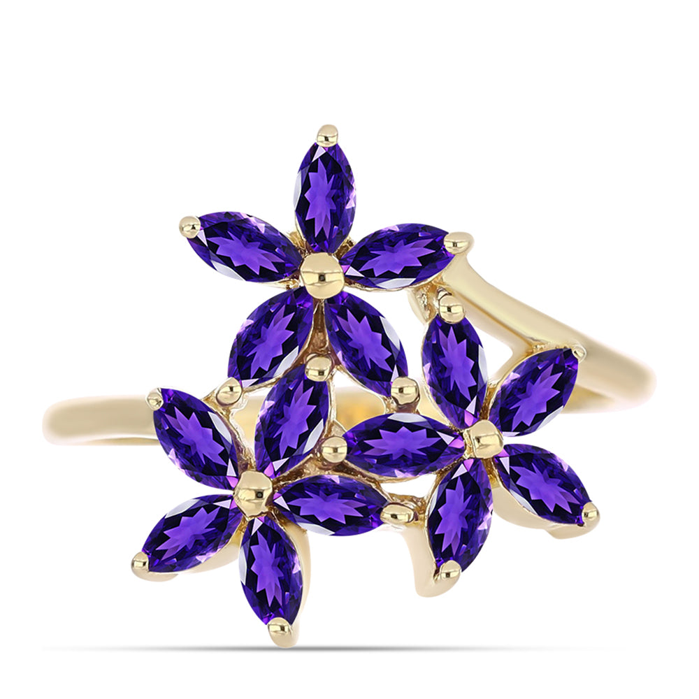 Goldplattierter Silberring mit marokkanischem Amethyst 1 