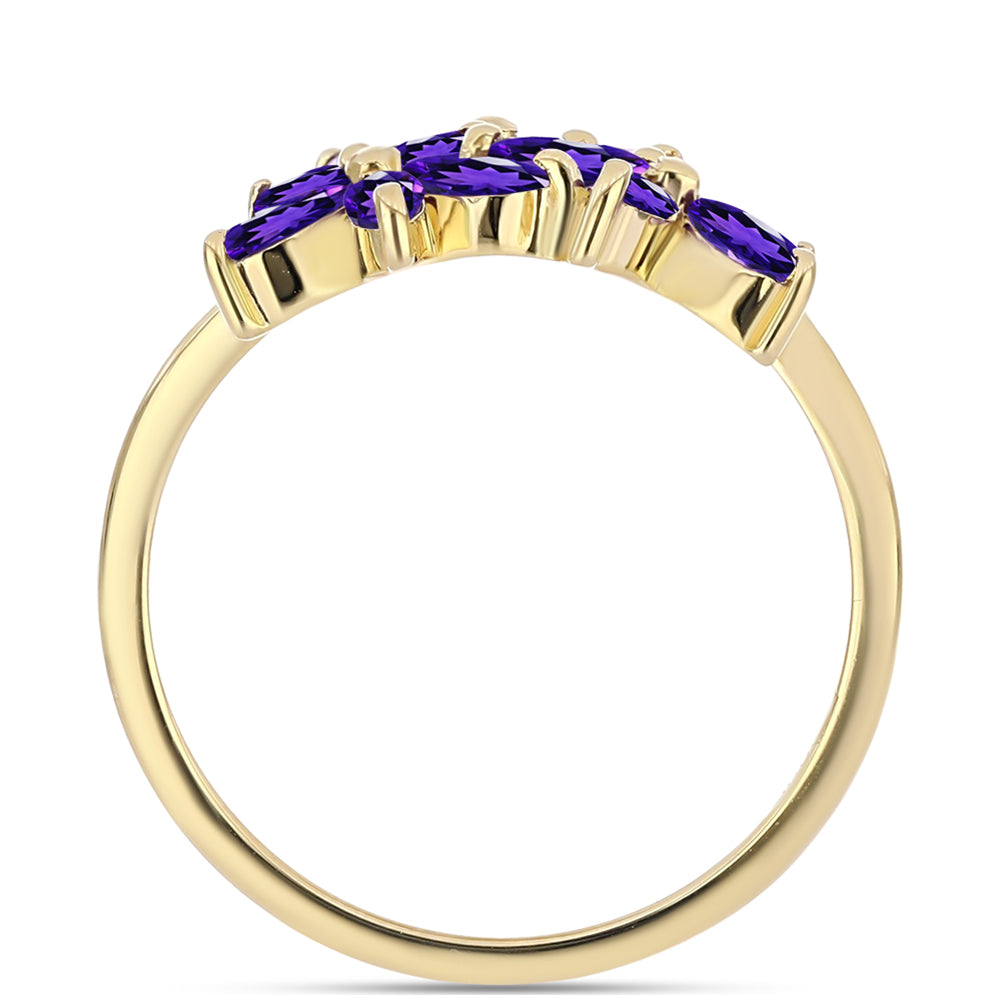 Goldplattierter Silberring mit marokkanischem Amethyst 2 