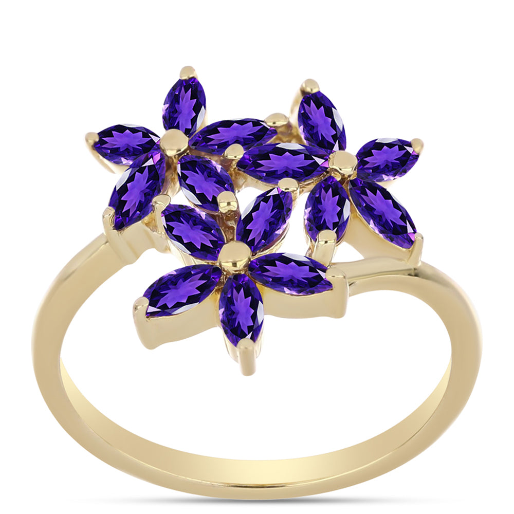 Goldplattierter Silberring mit marokkanischem Amethyst
